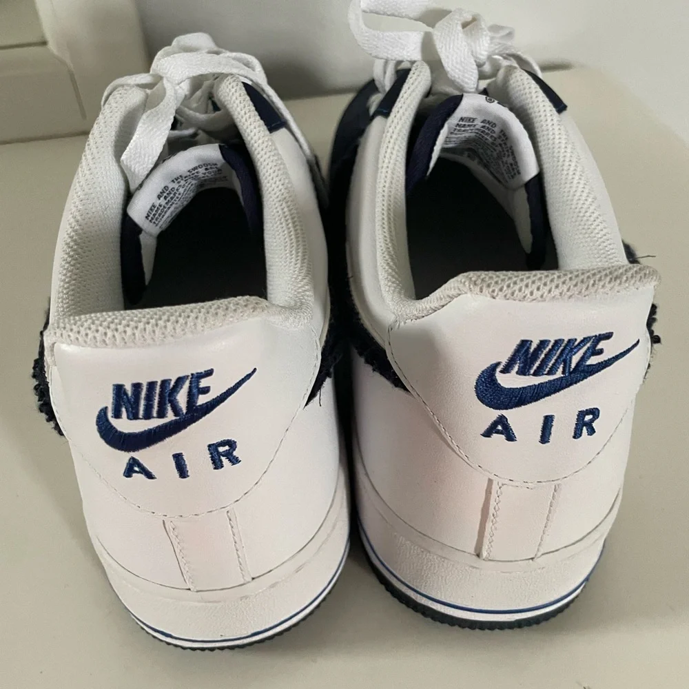 Mens Size 12 Royal Blackened Blue White Nike Air Force 1 Low Game Leather Shoes - Picture 4 of 9